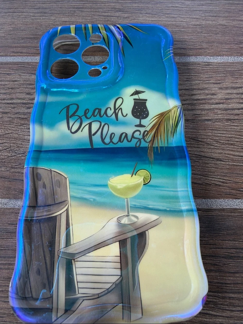 Unbranded Blue 'Beach Please' Tropical Phone Case
